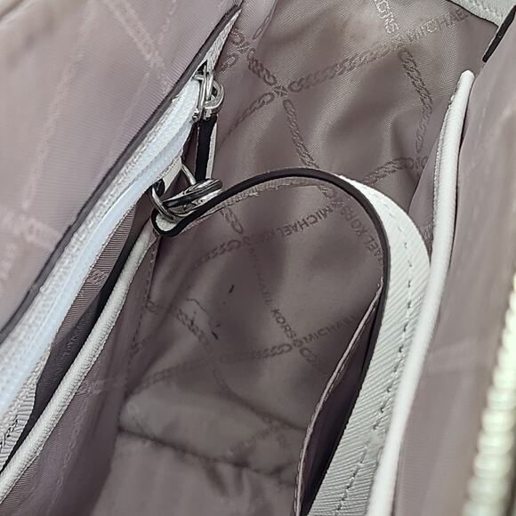 Michael Kors Prism Saffiano Leather Satchel Shoulder Bag White Purse 12 " - Picture 11 of 11